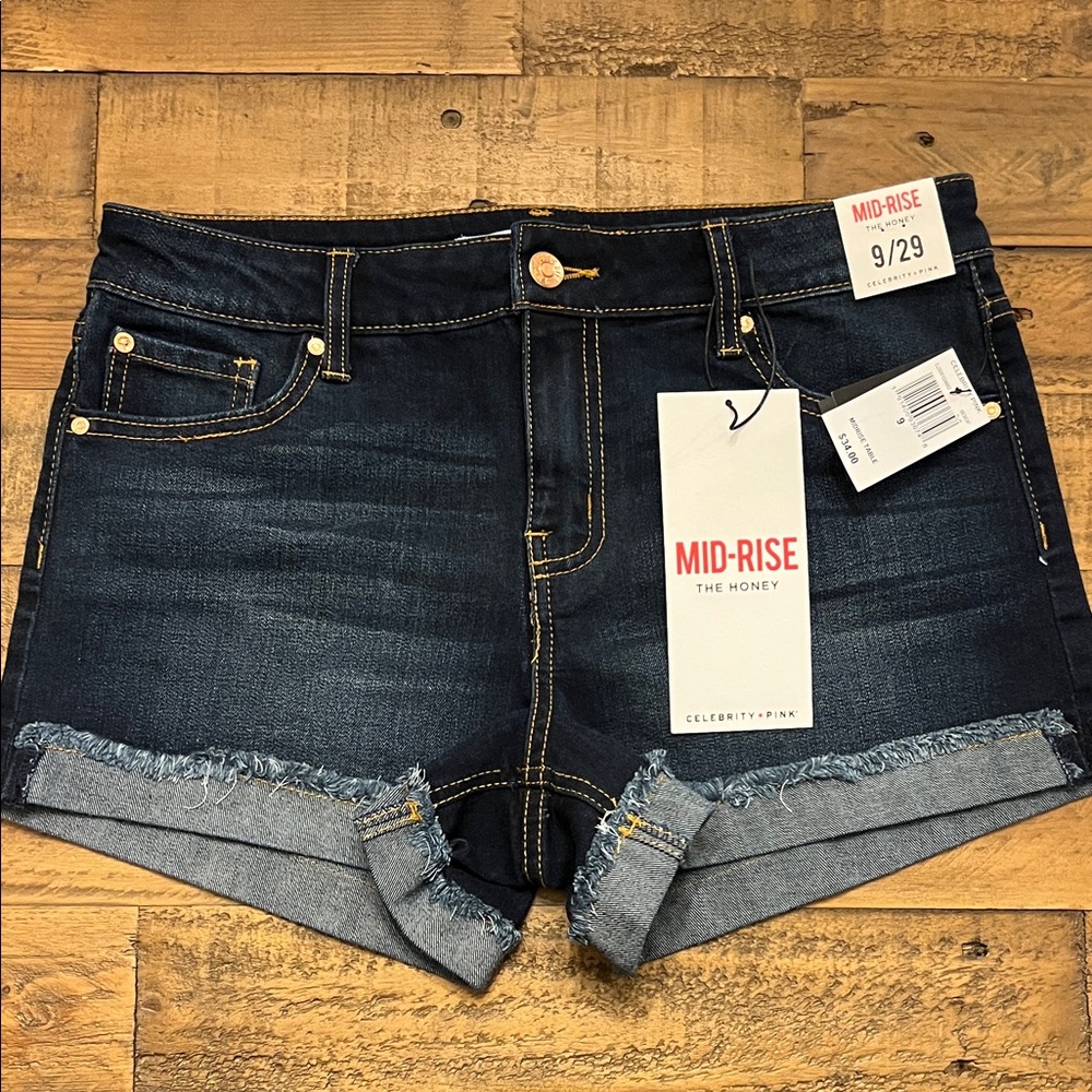 Celebrity Pink Mid-Rise Dark Denim Jean Shorts